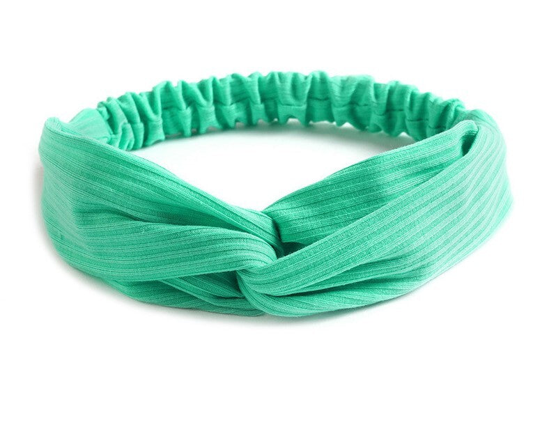 Twist front ribbed cotton elastic headband