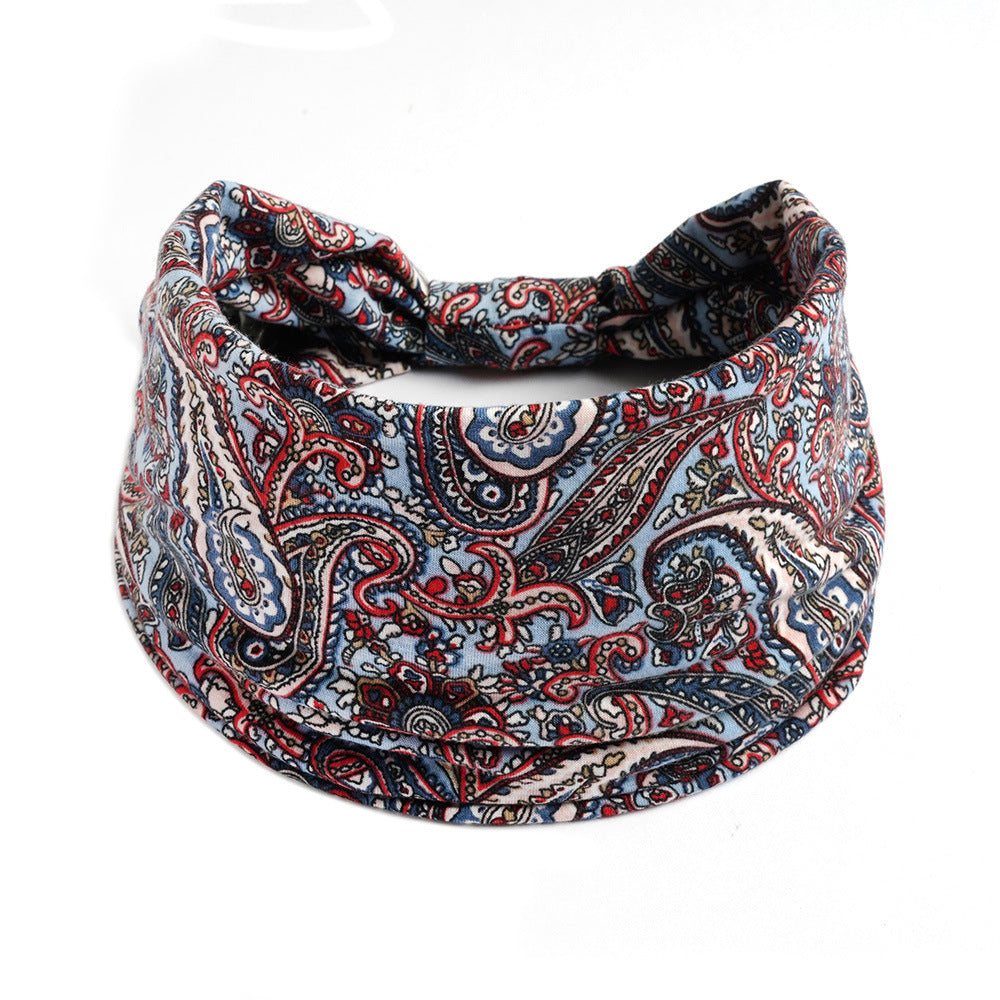 Multi-coloured paisley print knotted bandanna headband