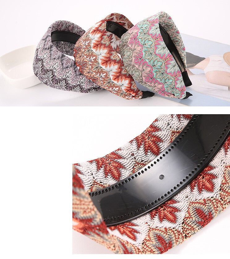 8cm wide floral stitched lace headband