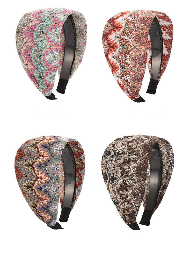 8cm wide floral stitched lace headband