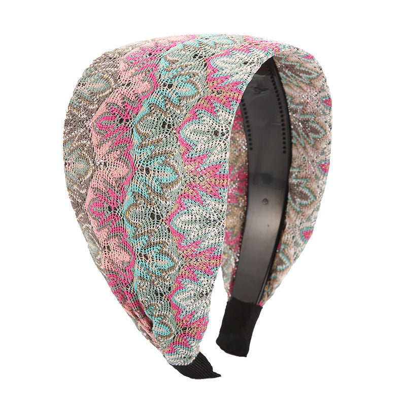 8cm wide floral stitched lace headband