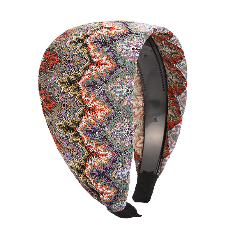 8cm wide floral stitched lace headband