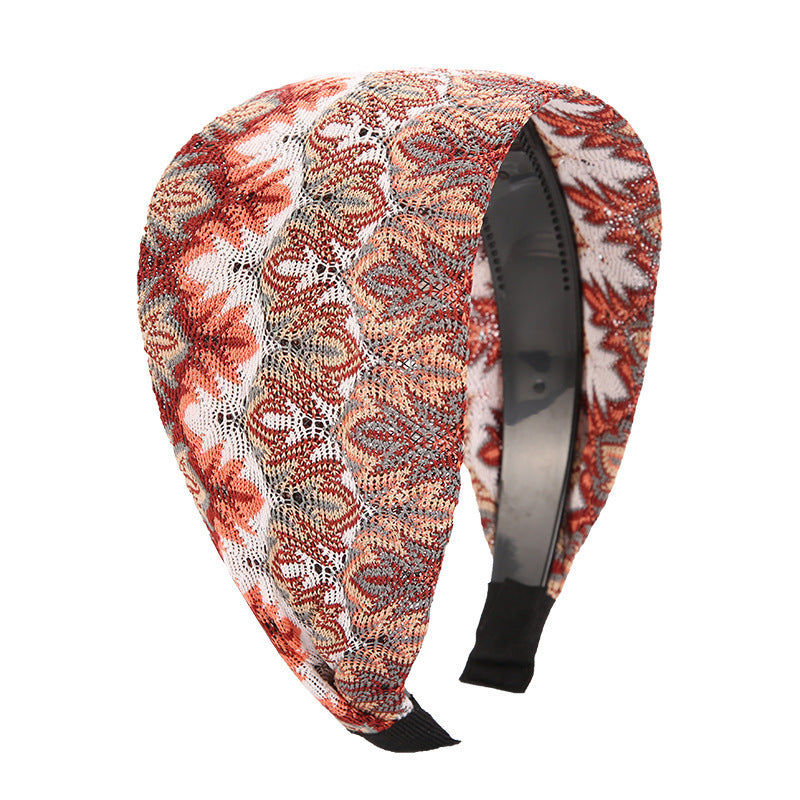 8cm wide floral stitched lace headband