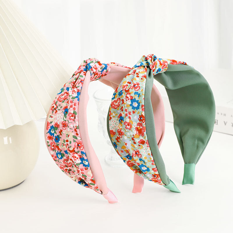 Plain colours mixed floral knotted headband