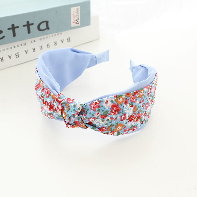 Plain colours mixed floral knotted headband