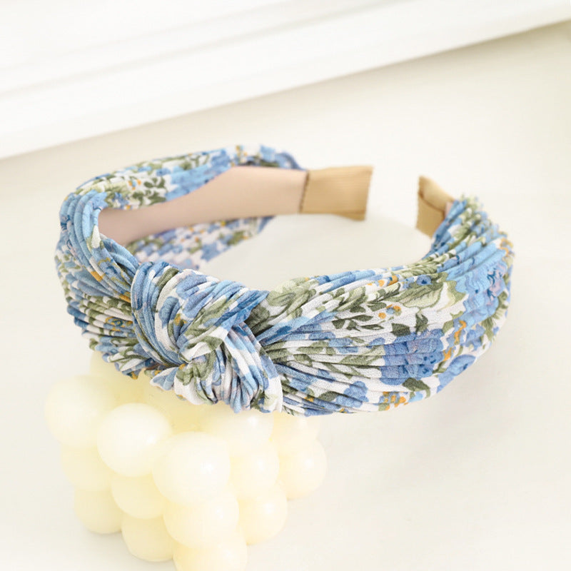 Pleated chiffon floral knotted headband
