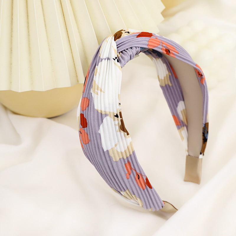 Twist top pleated chiffon floral headband