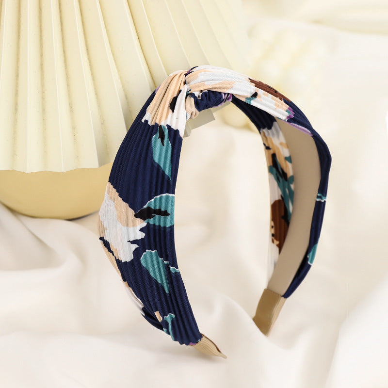 Twist top pleated chiffon floral headband