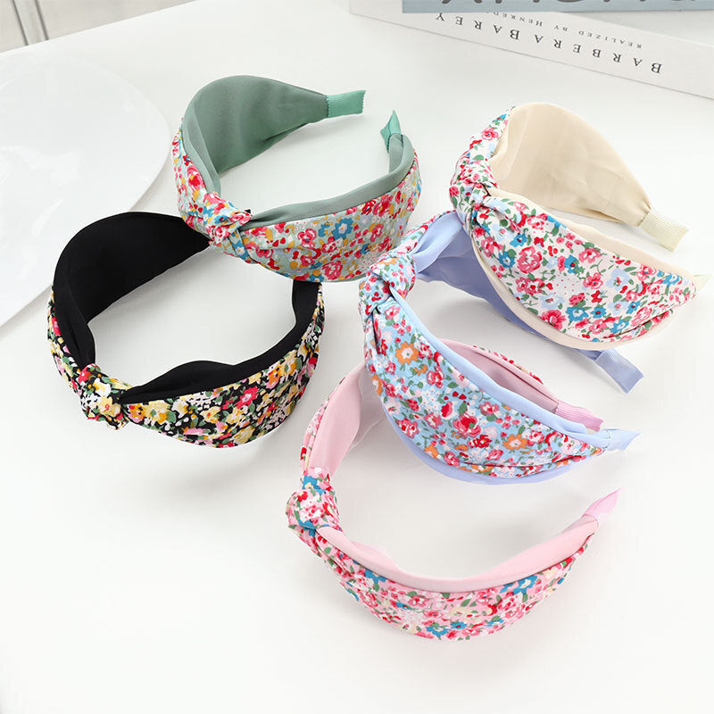 Plain colours mixed floral knotted headband