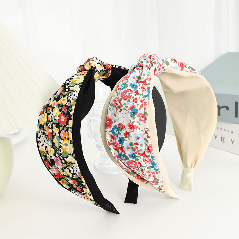 Plain colours mixed floral knotted headband