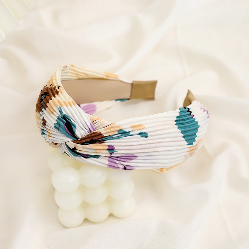 Twist top pleated chiffon floral headband