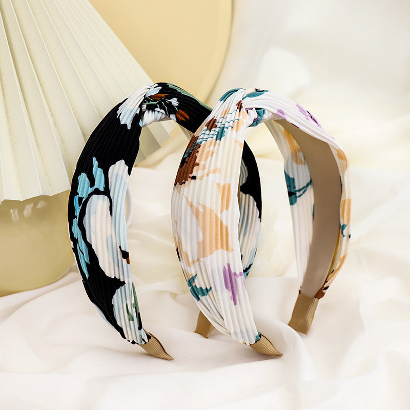 Twist top pleated chiffon floral headband