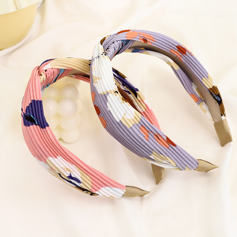 Twist top pleated chiffon floral headband