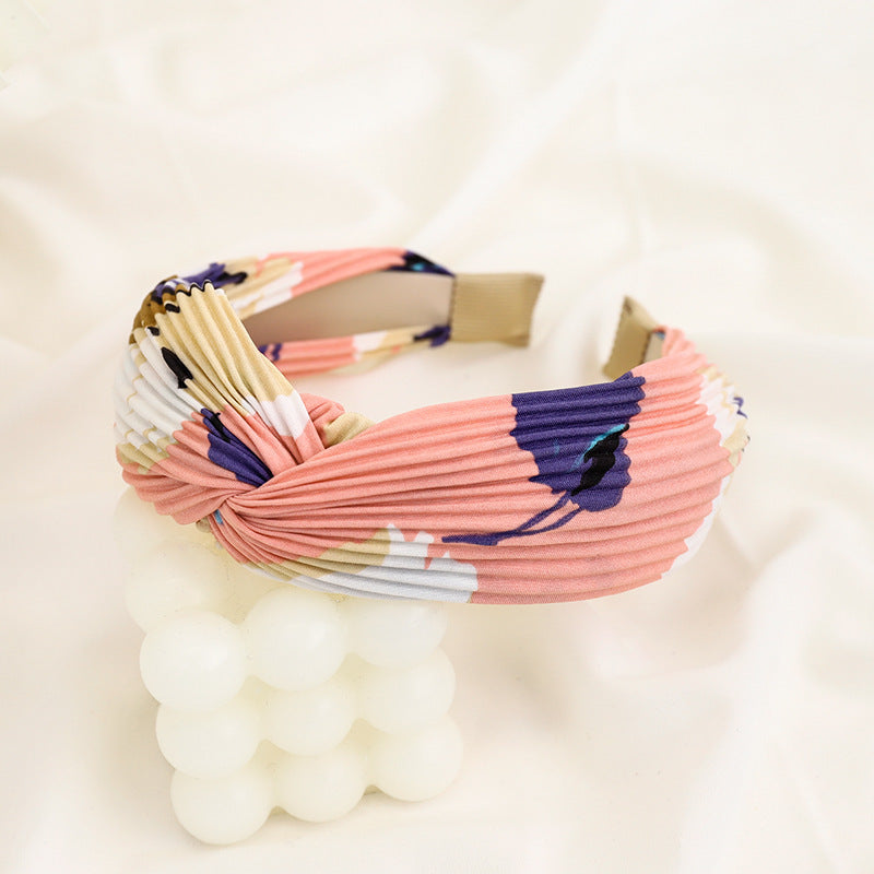 Twist top pleated chiffon floral headband