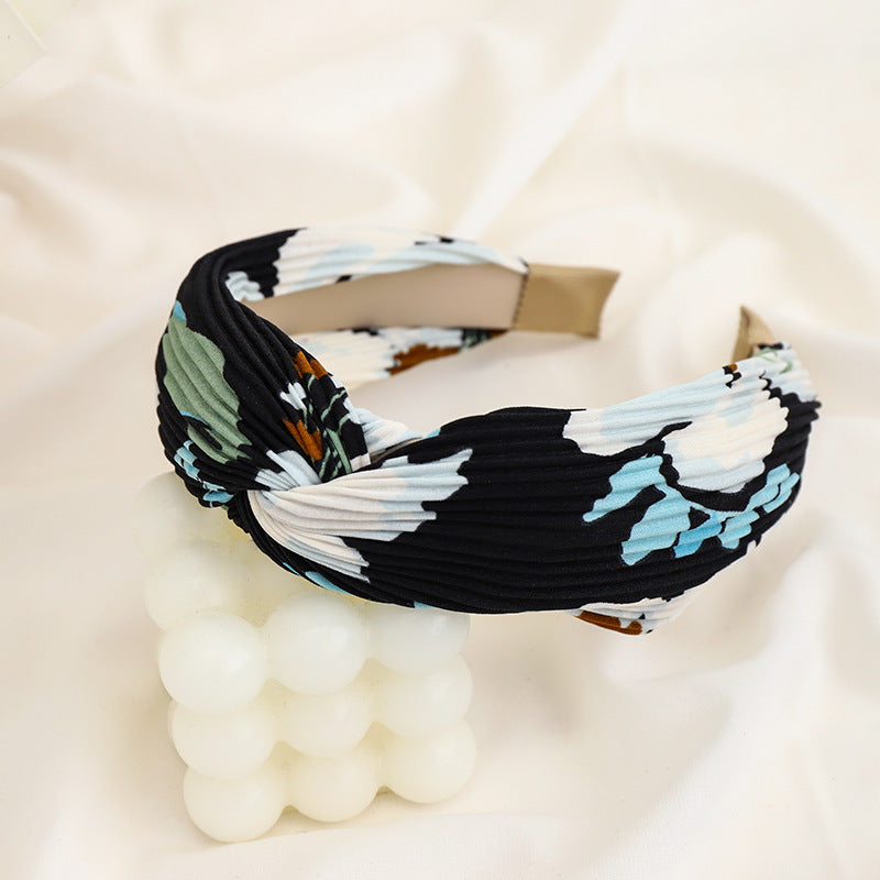 Twist top pleated chiffon floral headband