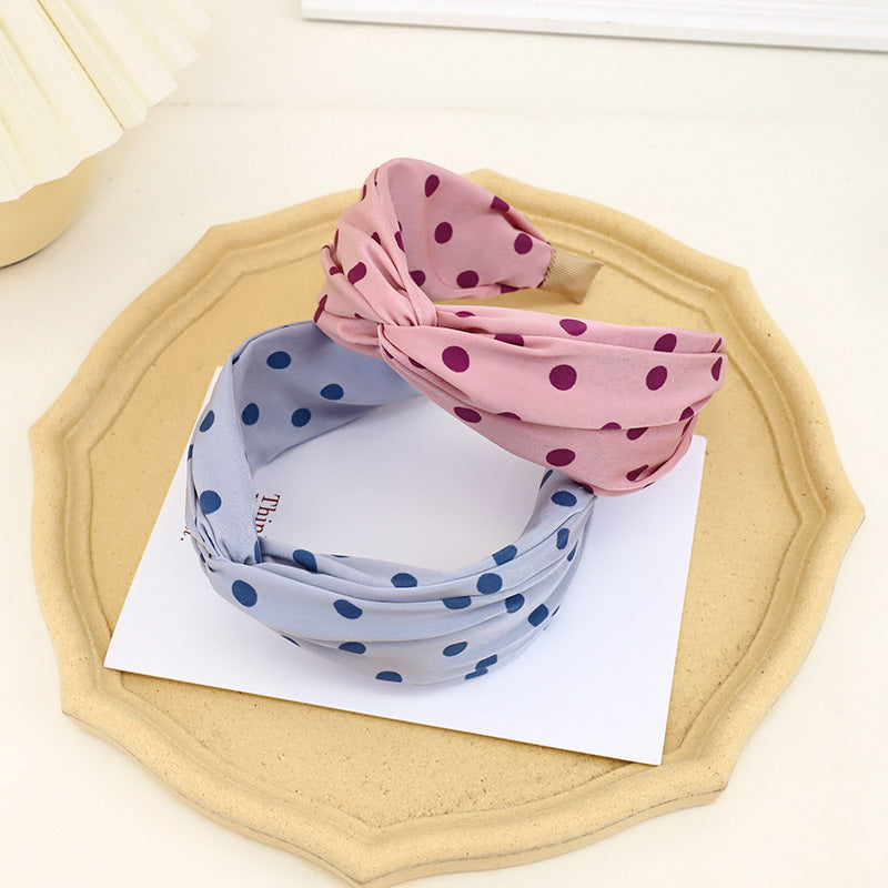Twist front chiffon polka dots headband