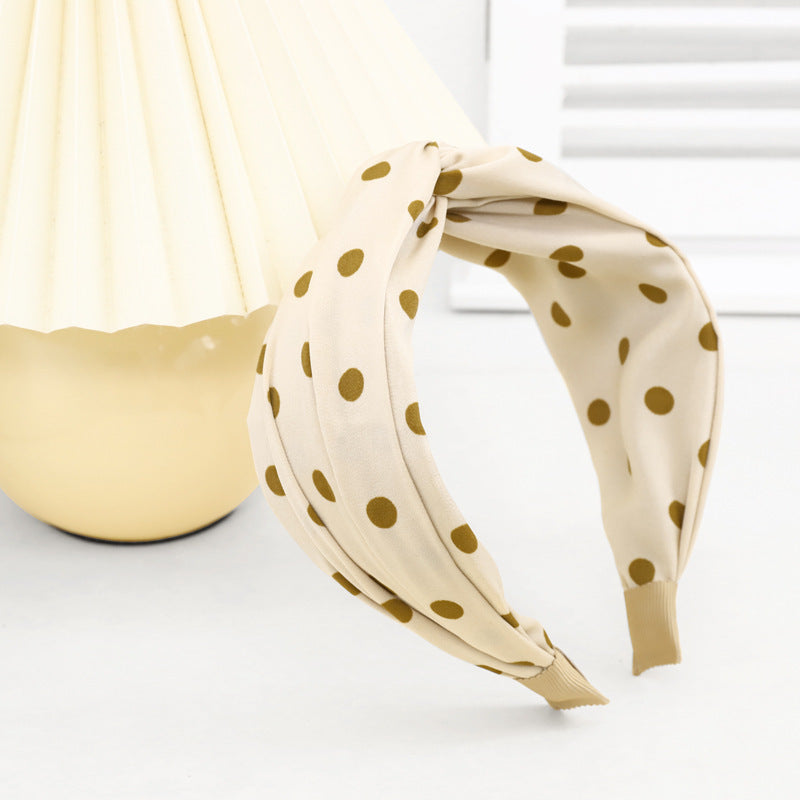 Twist front chiffon polka dots headband