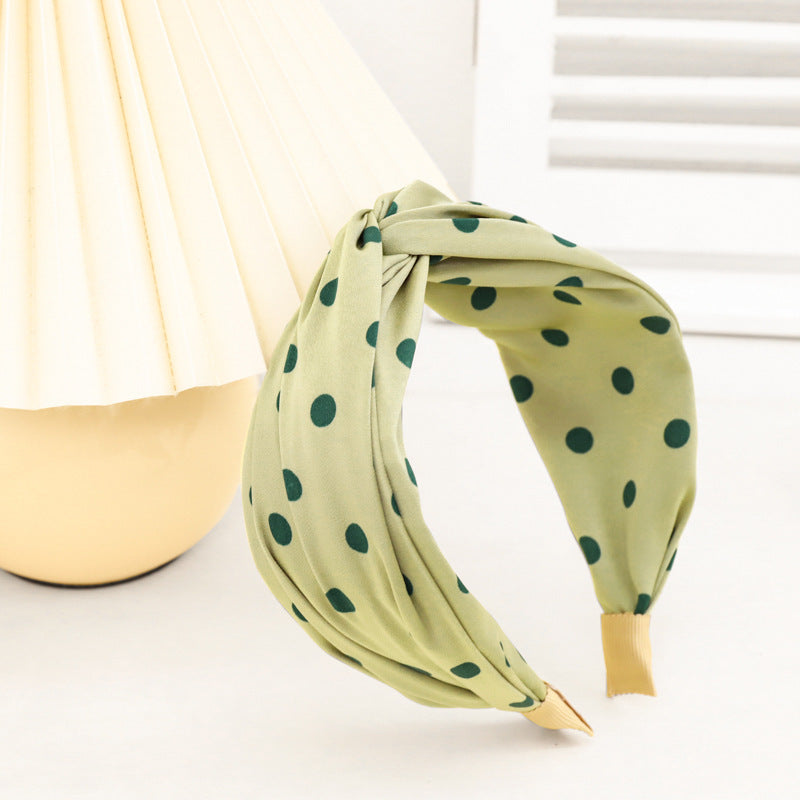 Twist front chiffon polka dots headband