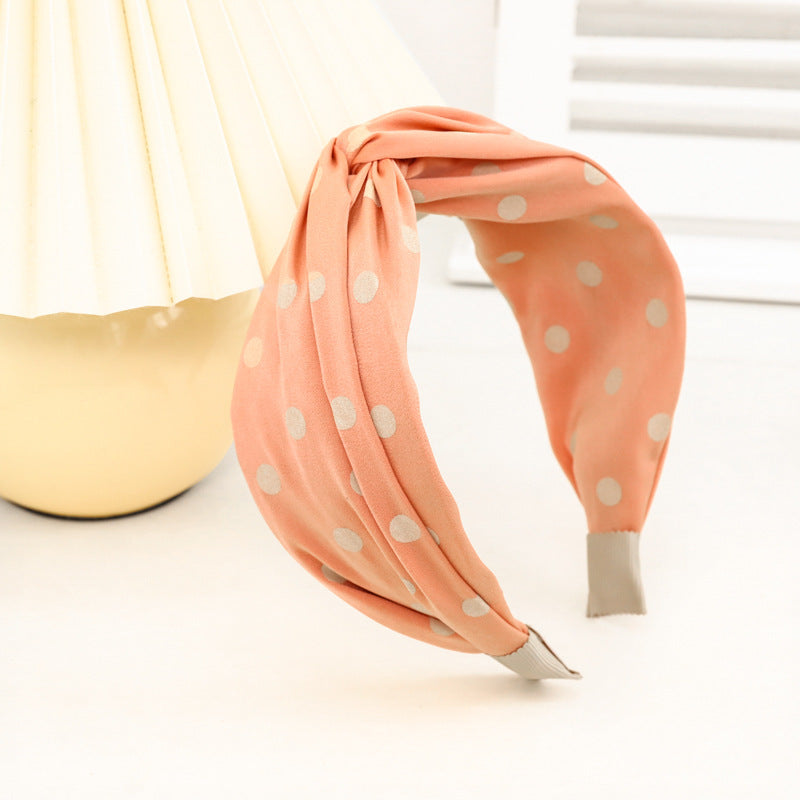Twist front chiffon polka dots headband