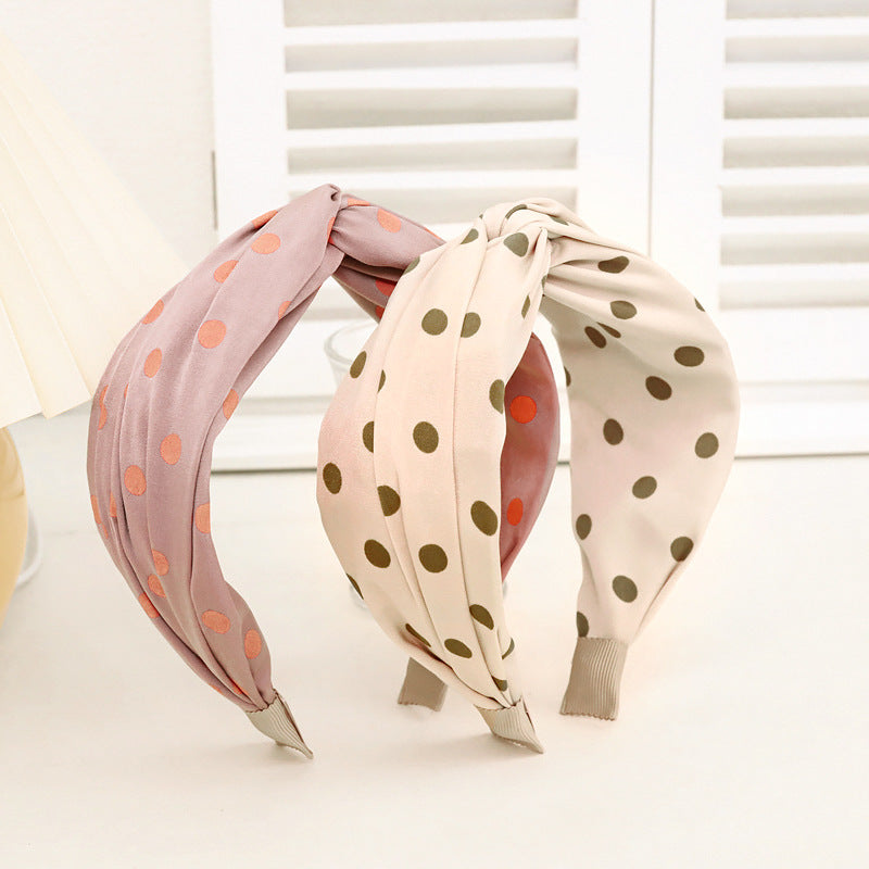 Twist front chiffon polka dots headband