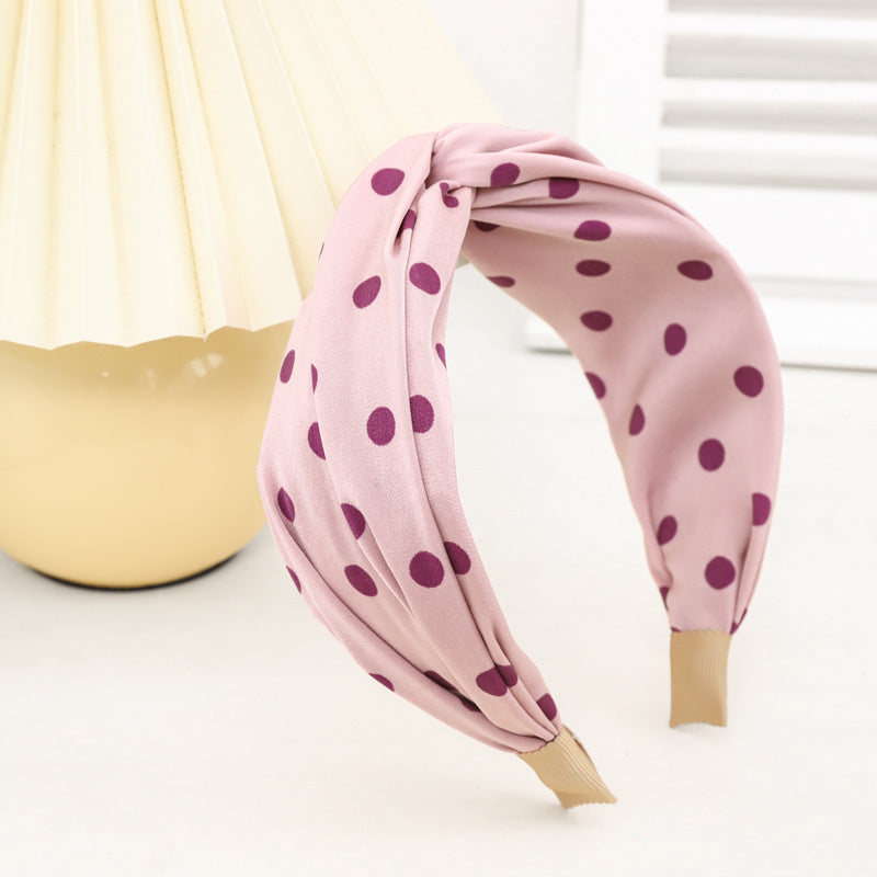 Twist front chiffon polka dots headband
