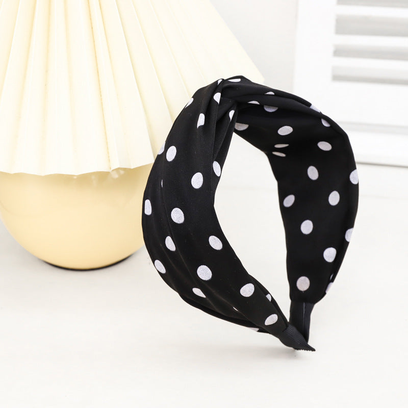 Twist front chiffon polka dots headband