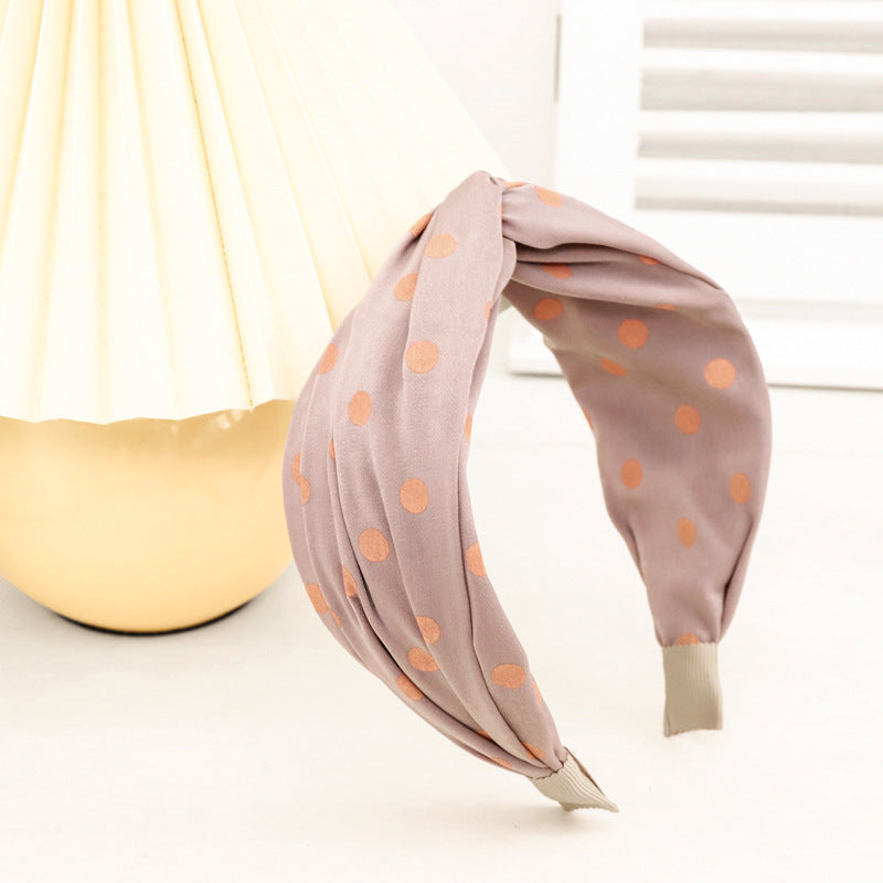 Twist front chiffon polka dots headband