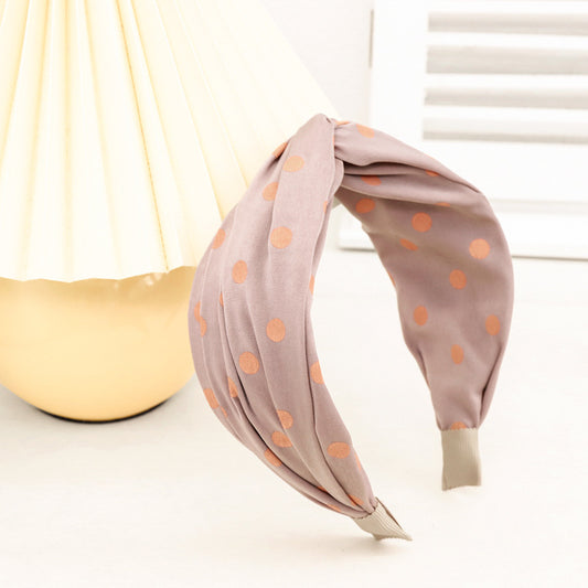 Twist front chiffon polka dots headband