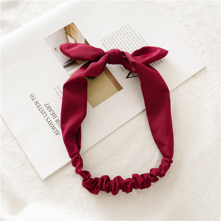Plain colours thick chiffon elastic headband with bow