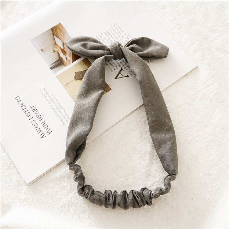 Plain colours thick chiffon elastic headband with bow