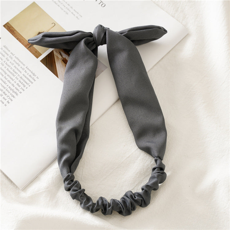 Plain colours thick chiffon elastic headband with bow
