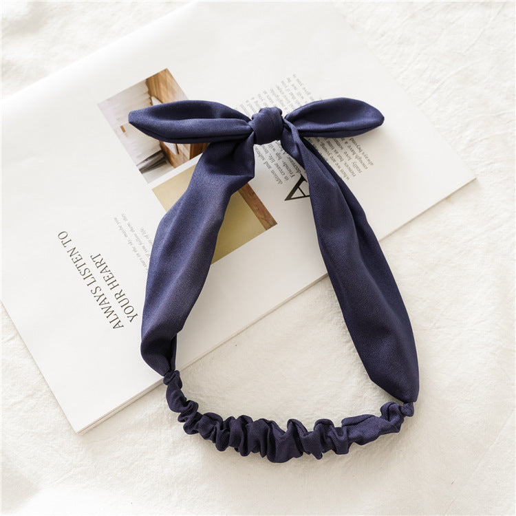 Plain colours thick chiffon elastic headband with bow