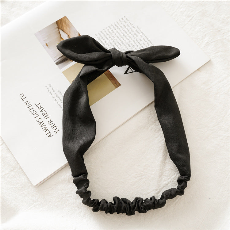 Plain colours thick chiffon elastic headband with bow