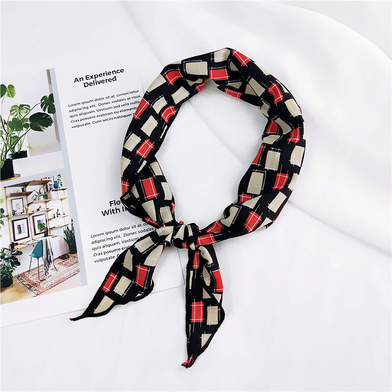 Multi-coloured chiffon triangle scarf
