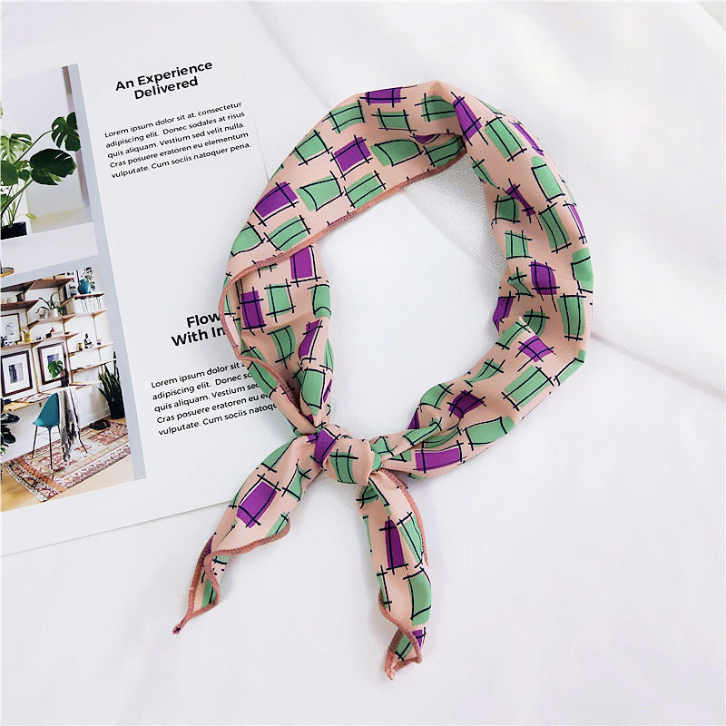 Multi-coloured chiffon triangle scarf
