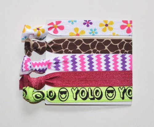 Printed elastic hair tie pack