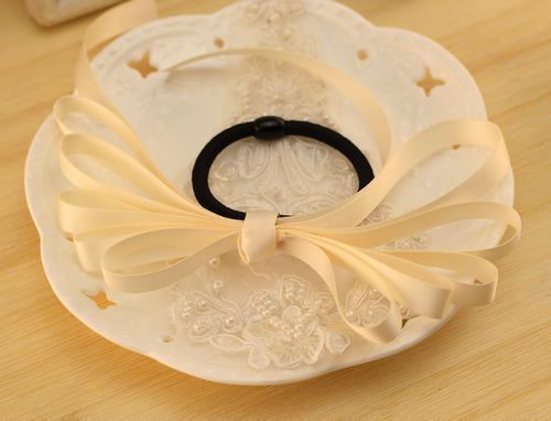 Multi-layered satin ribbon bow hair tie