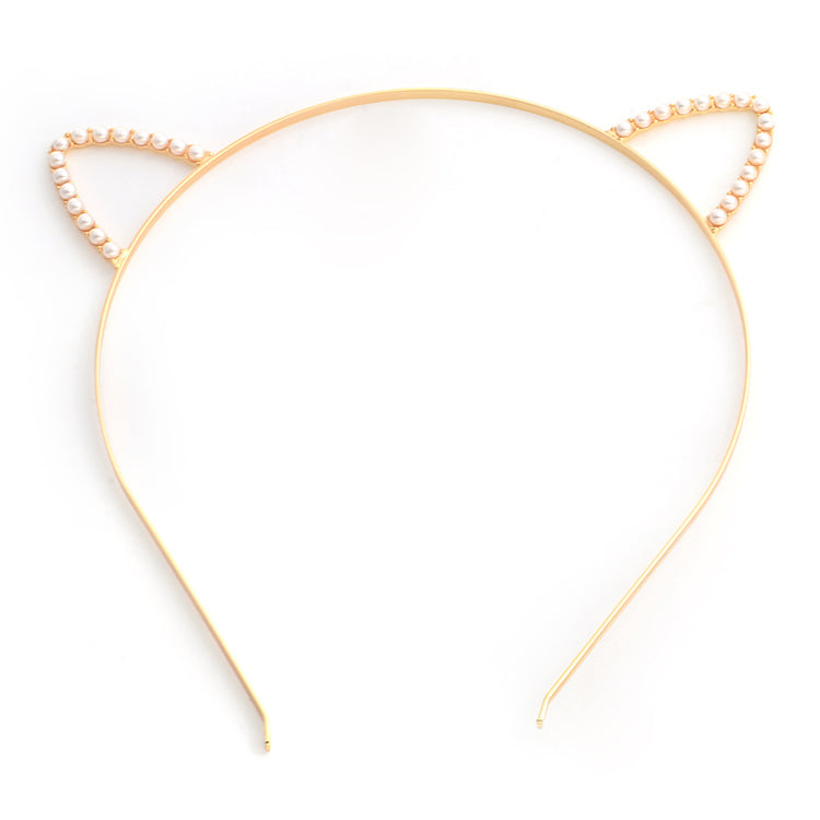 White pearls small ears headband