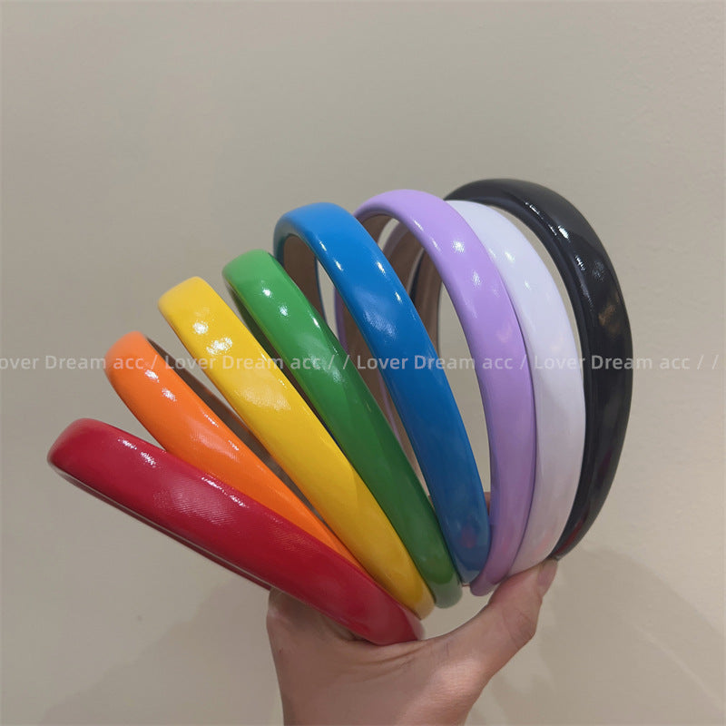 1.8cm-wide glossy leather slim headband