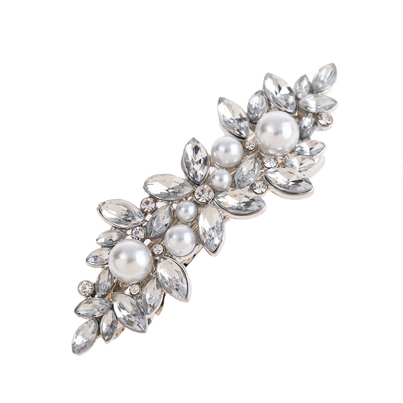 Rhinestones floral metal hair barrette