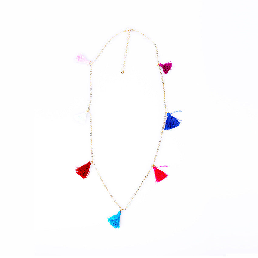 Rainbow tassel belly chain