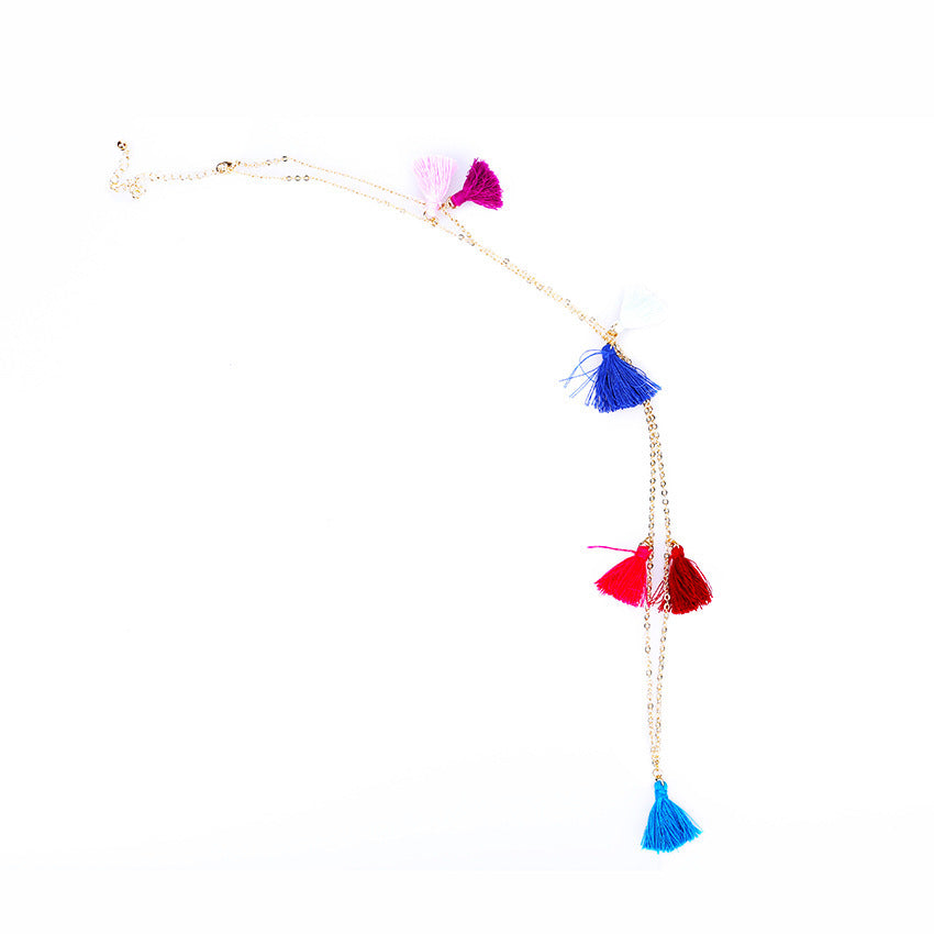 Rainbow tassel belly chain