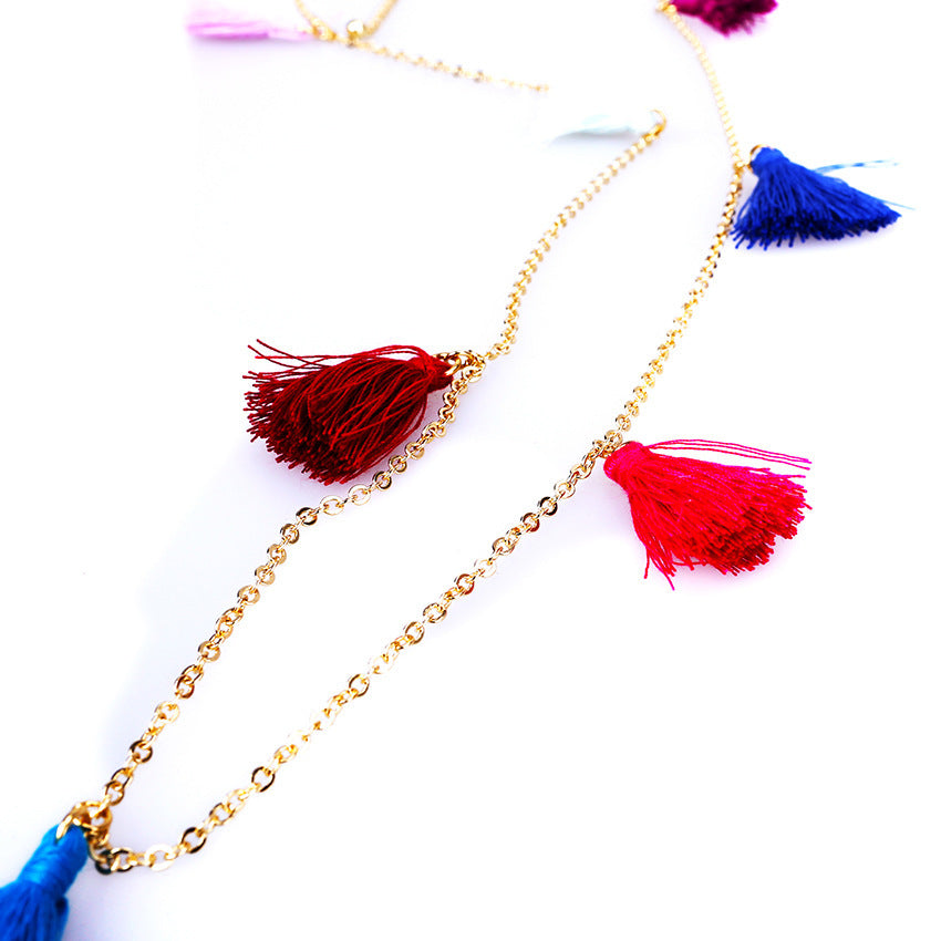 Rainbow tassel belly chain