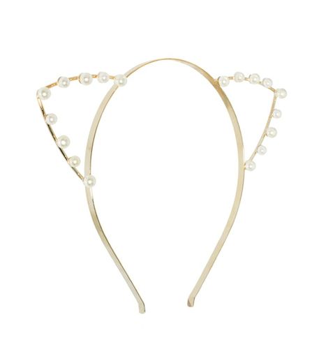 White pearls cat ears headband