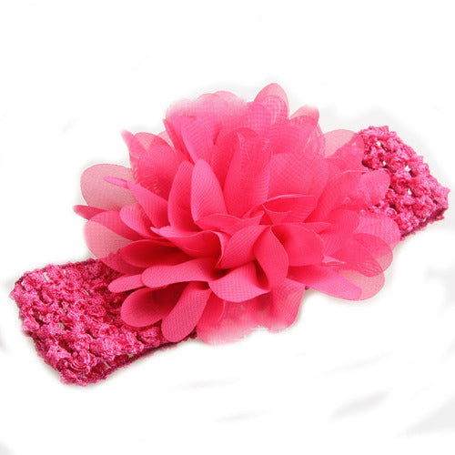 Chiffon large flower lace stretch headband