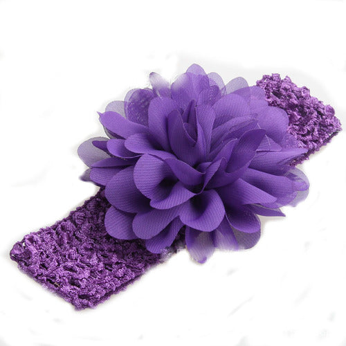 Chiffon large flower lace stretch headband