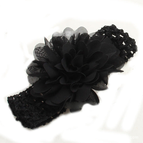 Chiffon large flower lace stretch headband