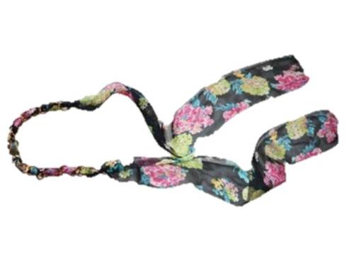 Gold-chain chiffon long ribbon head scarf