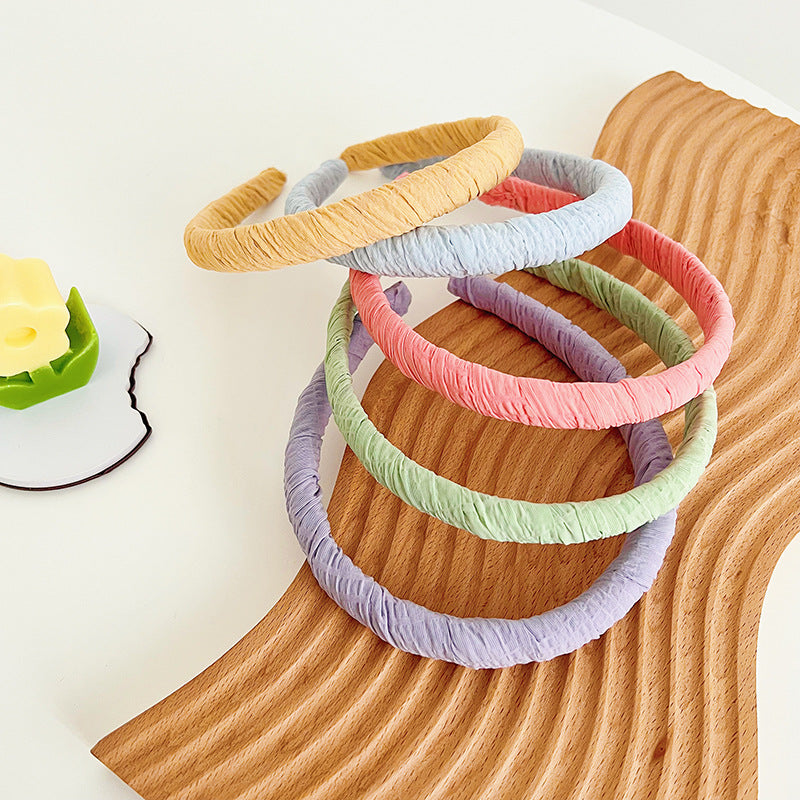 Chiffon wrapped solid headband