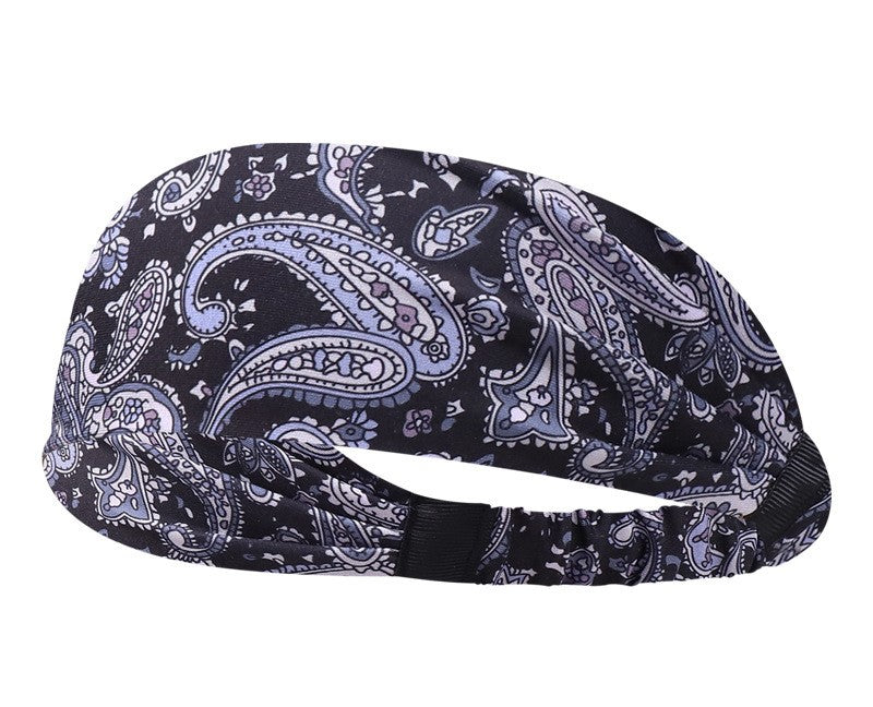 Paisley print sporty elastic bandanna hair band